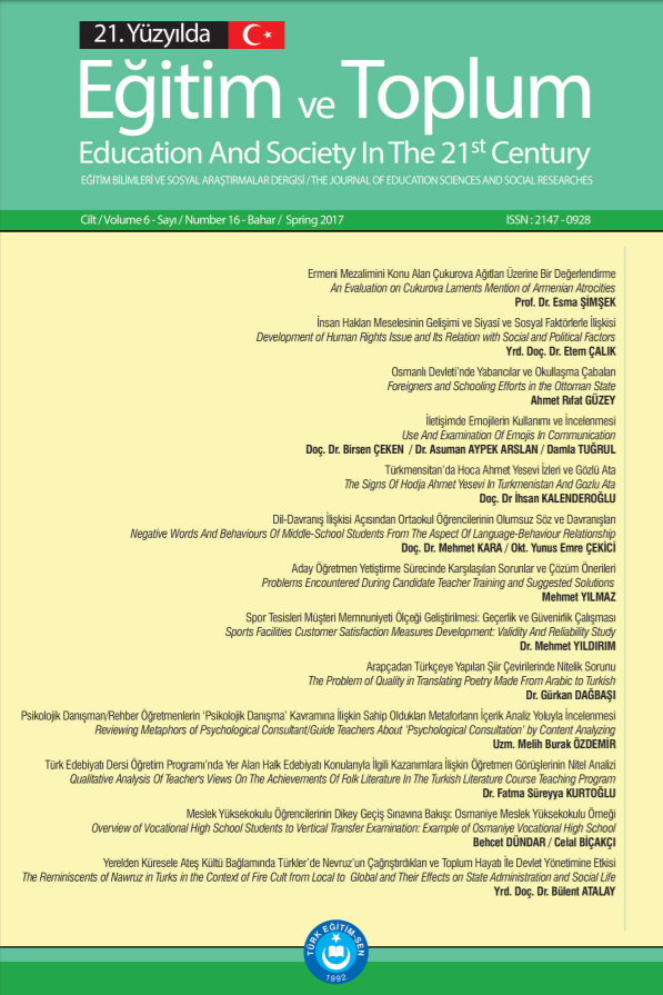 21. Yüzyılda Eğitim Ve Toplum Bilimleri Sosyal Araştırmalar Dergisi