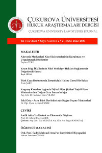 Çukurova Üniversitesi Hukuk Araştırmaları Dergisi